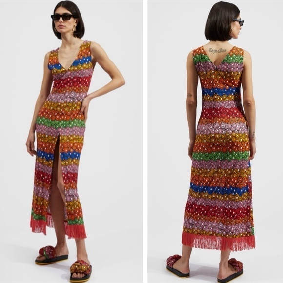 LA DoubleJ Crepe Jersey Stretch Midi Coverup Beach Dress in Pride Daisy size XS - Picture 2 of 16